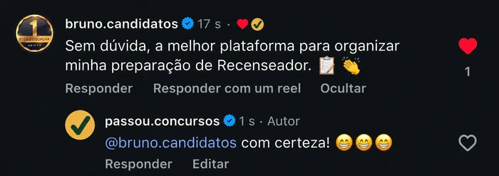 Feedback de aluno sobre a plataforma